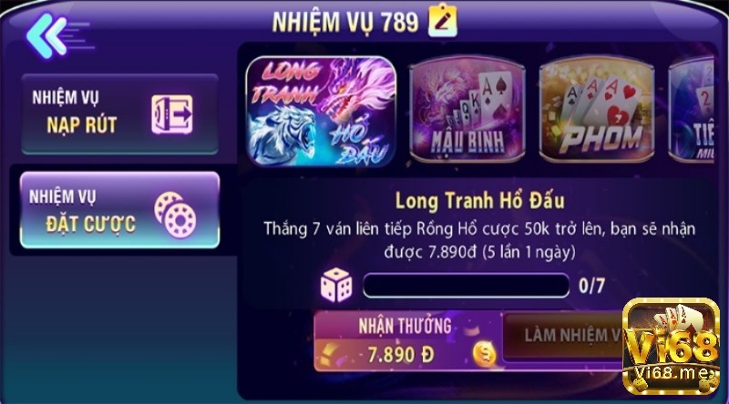 Làm nhiệm vụ, nhận xu từ cổng game uy tín 789.club